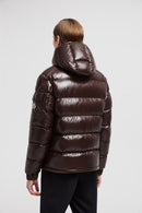 Doudoune courte à capuche Moncler Maya Maron foncé